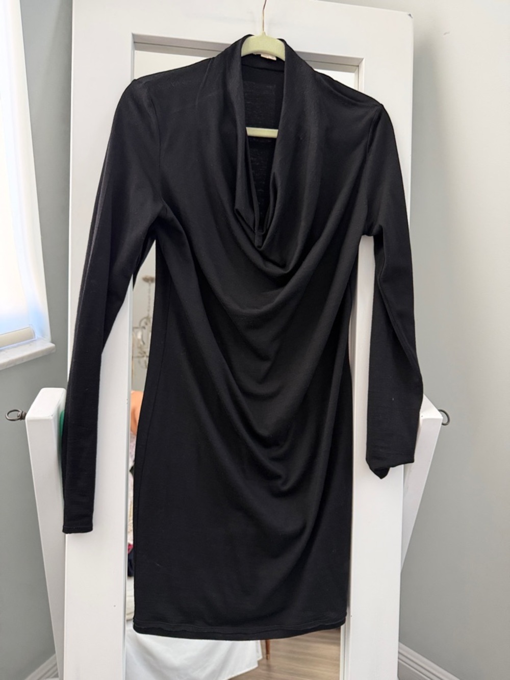 Helmut Lang Black Cowl Neck Long Sleeve Dress